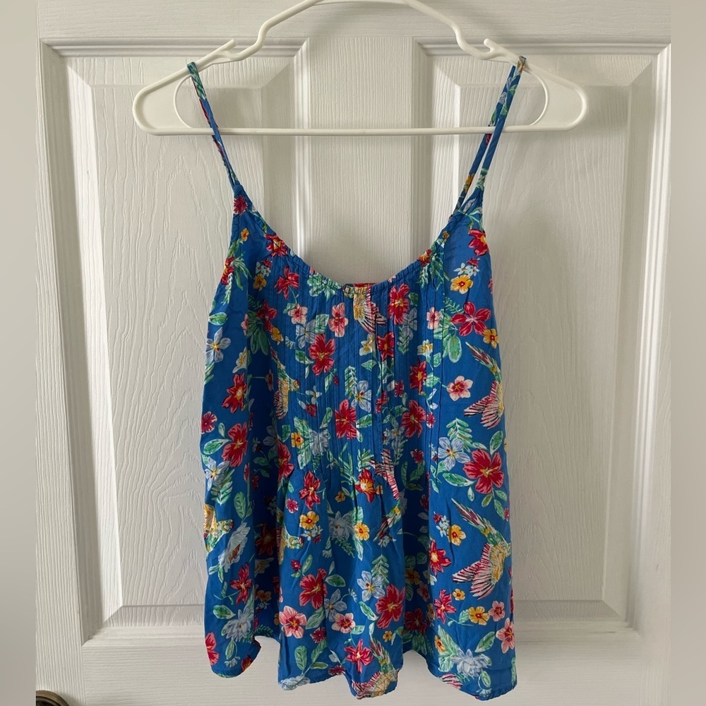 Old Navy Blue Floral Spaghetti-Strap Camisole
